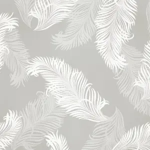 Hoopla Walls Grey Feathers Smooth Matt Wallpaper