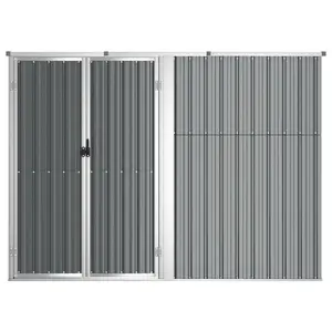 Alfeus Garden Tool Shed Grey 225x89x161 cm Galvanised Steel