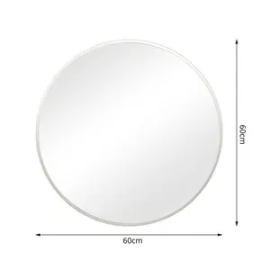 Sasheer - Round Framed Wall Mounted Mirror Silver / 60cm H x 60cm W