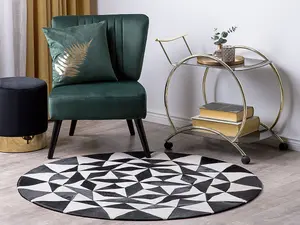 Round Cowhide Rug 140 cm Black and White TURGUTLU