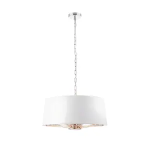 Ceiling Pendant Light Bright Nickel & Vintage White Fabric 3x 40W E14 e10196