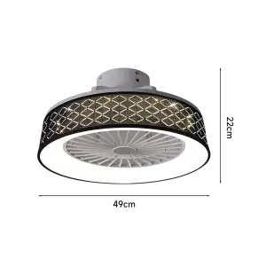 LED Ceiling Fans Mount Rhombus with 5 Blade, Adjustable Speed and Light with Remote