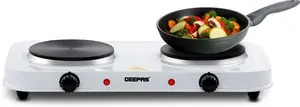 Geepas 2000W Double Hot Plate For Flexible & Precise Table Top Cooking – 2 Ring Hobs With Cast Iron Heating Plates – Portable Electric Hob For Home,