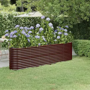 Berkfield Garden Planter Powder-coated Steel 260x40x68 cm Brown