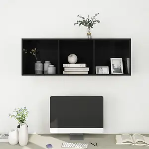 Berkfield Wall-mounted TV Cabinet High Gloss Black 37x37x107 cm Engineered Wood