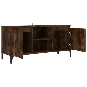 Berkfield TV Cabinet with Metal Legs Smoked Oak 103.5x35x50 cm