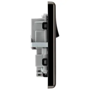 GoodHome Black Nickel Double 13A Raised rounded Switched Screwed Socket with USB, x2 & Black inserts