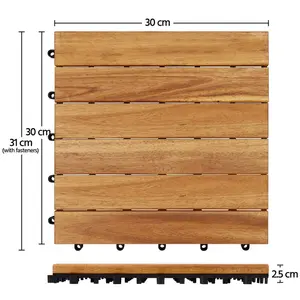 30cm L x 30cm W Interlocking Wood Deck Tile (Set of 27) (Set of 27)