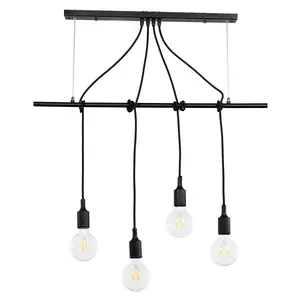 Luminosa Wire 4 Light Bar Pendant Ceiling Light, Black