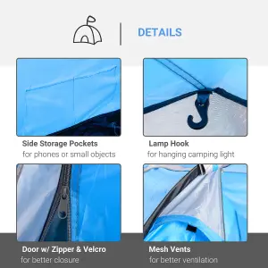 Outsunny 3 Man Camping Tent w/ 2 Rooms Porch Vents Rainfly Weather-Resistant