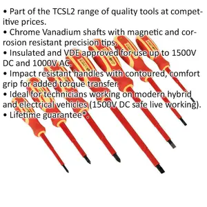 7 PACK VDE Screwdriver Set - 1000V Shock Proof Insulated Shafts Slotted Phillips