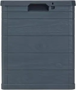 Garden Storage Box, Anthracite 90L Capacity, Durable Plastic with Wood Texture, Indoor Outdoor Usage