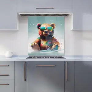 Splashart Bear In Glasses Kitchen Splashback