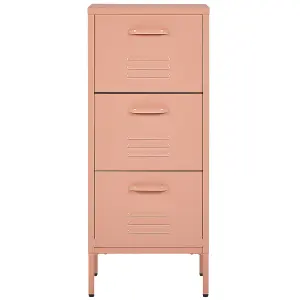 3 Drawer Metal Storage Cabinet Pink WOSTOK