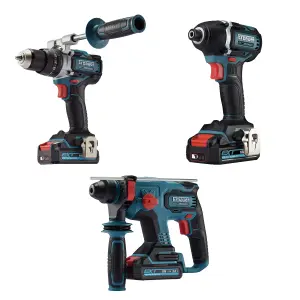 Erbauer 18V Li-ion EXT Cordless 3 piece Power tool kit (3 x 2Ah) - ECDT18-Li-2 EID18-Li ERH18-Li