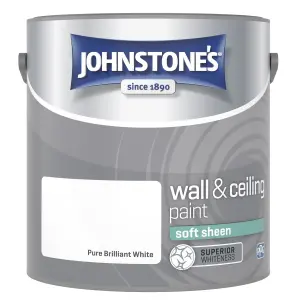 Johnstone's Wall & Ceiling Pure Brilliant White Soft Sheen Paint - 2.5L