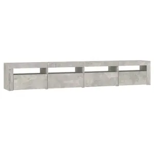 Berkfield TV Cabinet with LED Lights Concrete Grey 240x35x40 cm