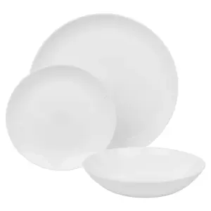 Queensway Home & Dining 26cm Diameter 24 Pcs White Opal Glass Luna Dinner Plates Soup Bowls Dinnerware Set