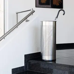 Durable Brushed Stainless Steel Umbrella Stand - 29 Litre Silver