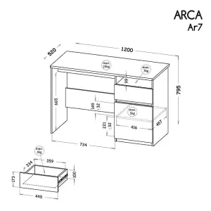 Arca AR7 Computer Desk - Sleek Minimalism in Arctic White, H795mm W1200mm D520mm