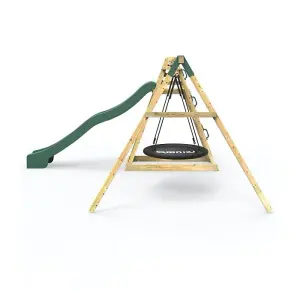 Rebo Children's Wooden Pyramid Activity Frame with Swings and 10ft Water Slide - Looking Glass