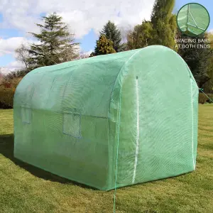 Polytunnel Greenhouse Walk In Galvanised Windows Doors Growhouse PE Cover Diameter 4 x 2m