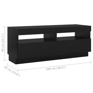 vidaXL TV Cabinet with LED Lights Black 300x35x40 cm