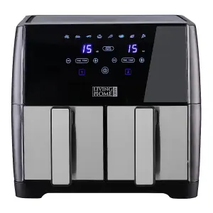 Double Basket Dual Large 8L 1700W Touch Screen Air Fryer with Timer,Non-Stick Removable Basket