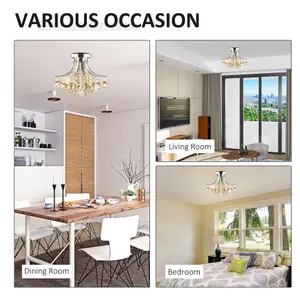 HOMCOM Modern K9 Crystal Chandelier Ceiling Lighting Pendant Lamp with 3 Light