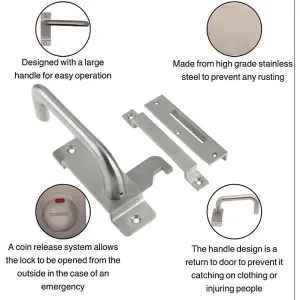 EAI - Disabled Toilet Lock Facility Indicator Bolt Bathroom Vacant Engaged Washroom Cubical Bolt Set - Satin Stainless Steel