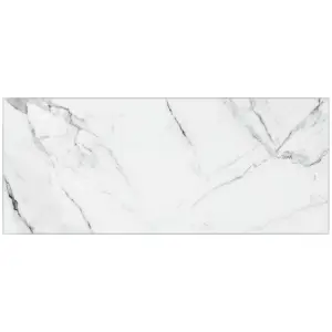 Gloss White & Grey Carrara Marble effect Glass Self-adhesive Bathroom Splashback (H)25cm (W)60cm