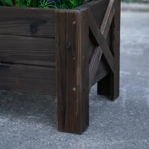 Outsunny Wooden Garden Raised Bed Planter Grow Containers Pot, 100x36.5x36cm