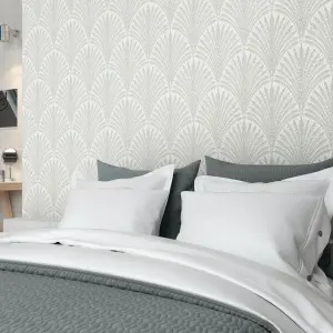 Hoopla Walls Grey Leaf Fan Smooth Matt Wallpaper