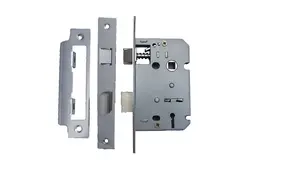 3 Lever Mortice Chrome Sash Lock Key 2.5" 64mm Bolt Through Reversable Bathroom Handle Locks