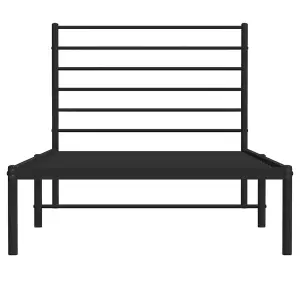 Berkfield Metal Bed Frame with Headboard Black 90x190 cm 3FT Single