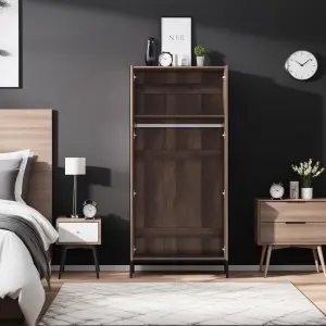 FWStyle 2 Door Double Wardrobe Cracked Oak Industrial Inspired Design