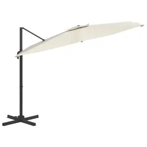 Berkfield Cantilever Garden Parasol with Aluminium Pole Sand White 300x300 cm