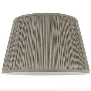 14" Elegant Round Tapered Drum Lamp Shade Charcoal Gathered Pleated Silk Cover