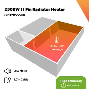 Geepas 2500W Portable Digital Oil Filled Radiator 11 Fin LED Display with Remote