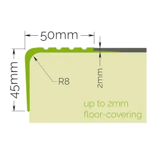 Anti non slip stair  nosing rubber angle step edge trim PVC RO 150cm beige