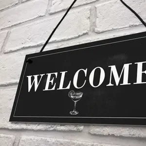 Shabby Chic Welcome Sign To Home Bar Pub Plaque Garden Summerhouse Sign