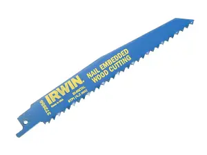 IRWIN 956R Sabre Saw Blade Nail Embedded Wood Cutting 225mm Pack of 5