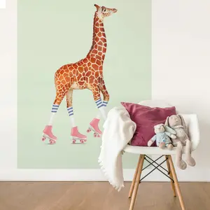 Roller-skating Giraffe Mural - 192x260cm - 5471-4