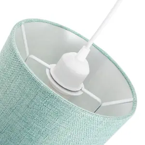 Modern Mint Linen Fabric Small 8 Drum Lamp Shade with Silver Satin Inner Lining