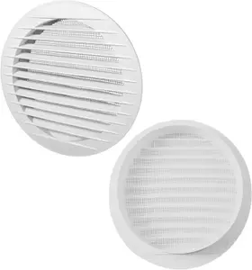 Circular White Ventilation Grille with Flyscreen Round 150mm or 6 inch Spigot - Vent Cover for Bathroom/ Kitchen - Louvered Grill