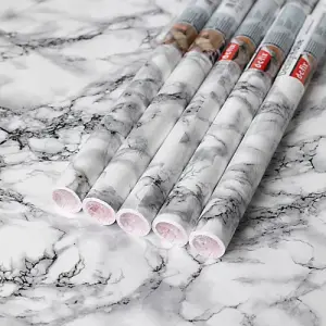 d-c-fix Marble White Self Adhesive Vinyl Wrap Film for Kitchen Worktops and Furniture 2m(L) 67.5cm(W) pack of 5 rolls