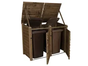 Wooden Wheelie Bin Store (Double, Rustic Brown)