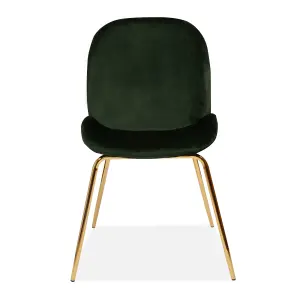 Beetle Journey Green Dining Chair With Gold Metal Legs Legs