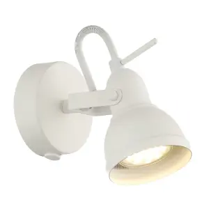 Unique Industrial Designed Matt White Switched Wall Spot Light