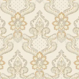 Galerie Opulence Gold Cream Luxury Italian Damask Embossed Wallpaper